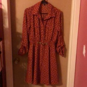 Orange white polka dot dress